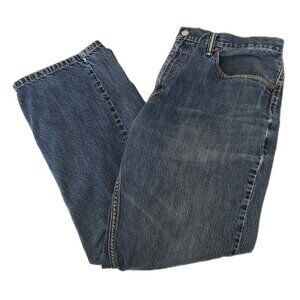 Levi Strauss 559 Mens Blue Jeans 38x30 Relaxed Straight Distressed